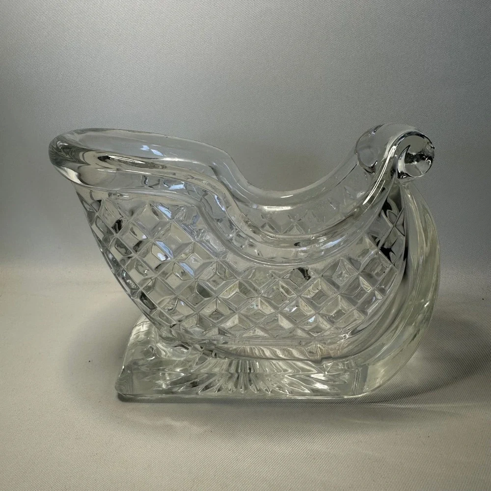 Vintage St. George Crystal Sleigh Candy Dish Centerpiece 6 1/2